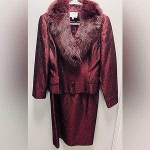 Two piece suiting from Victoria Royal in a deep red in size 10.
